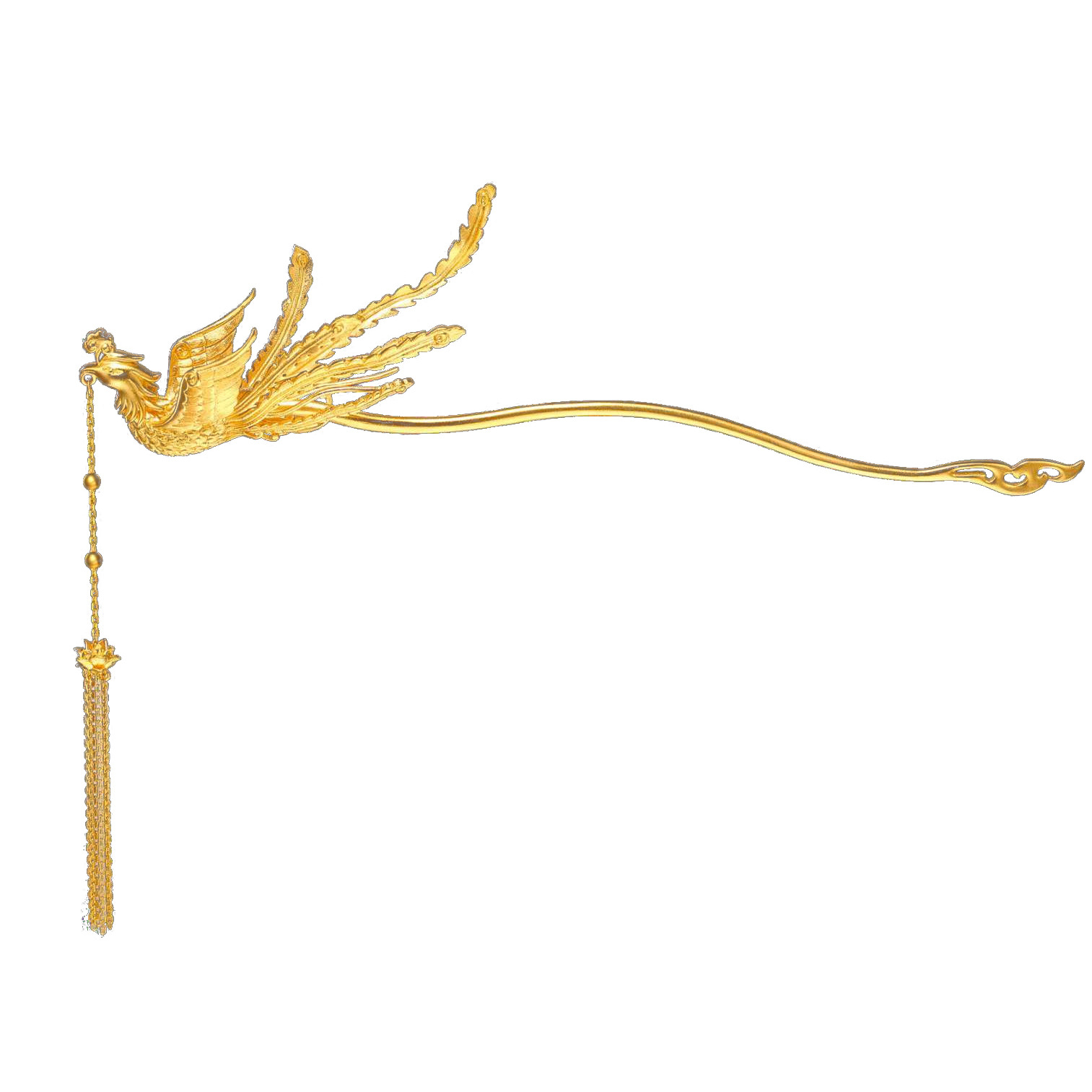 古法足金999凤钗发簪凤冠婚庆嫁娶精工錾刻流苏黄金首饰珠宝定制