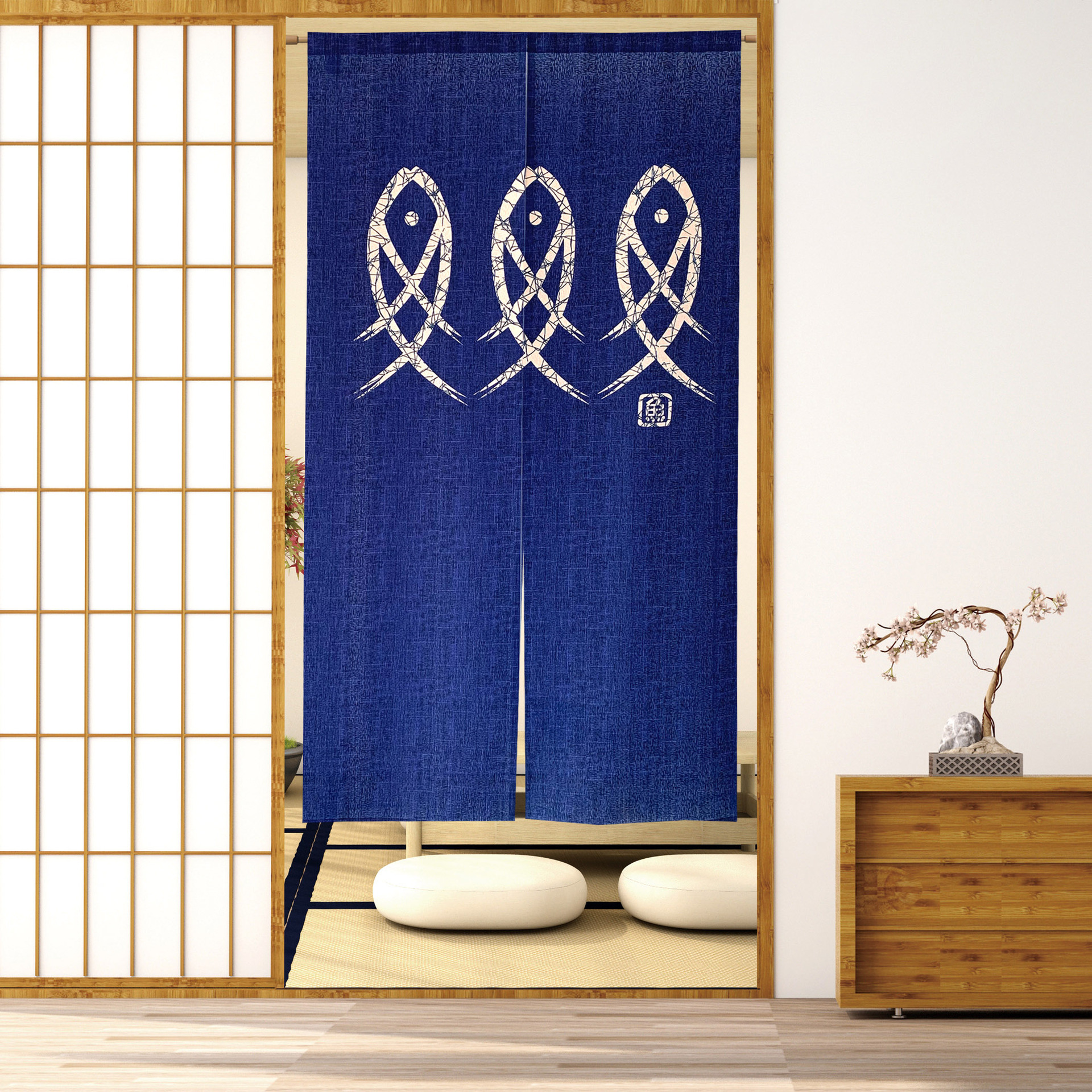 日式布艺门帘 厂价直销量大从优 面料多种 免打孔伸缩杆简单操作