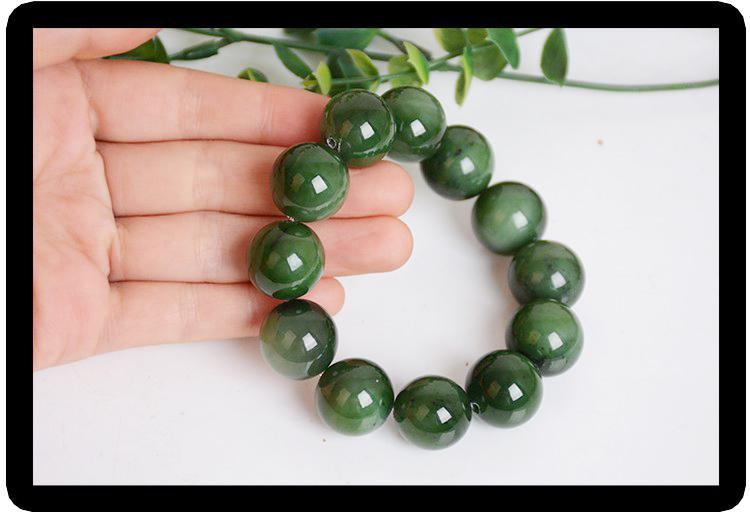 和田玉碧玉手串18mmx12颗佛珠碧玉手链天然玉石碧玉男款圆珠手串