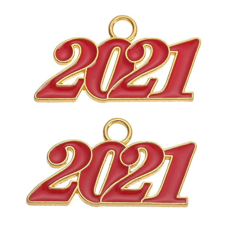 跨境爆款2021数字吊坠彩色滴油diy手工饰品配件项链耳环手链挂件