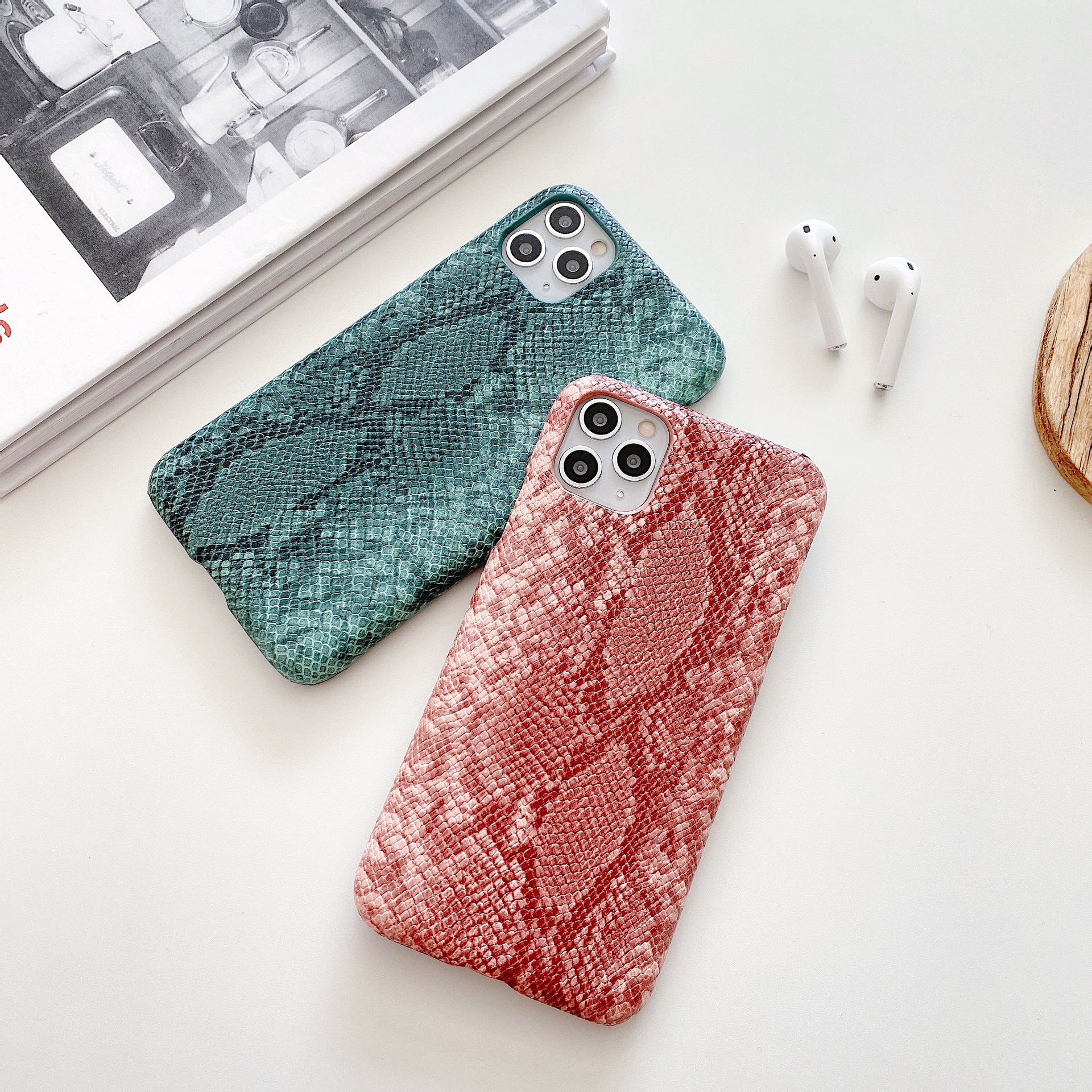 复古蛇皮纹11pro/max苹果x适用手机壳xs max/xr/iphone8p/7仿皮硬