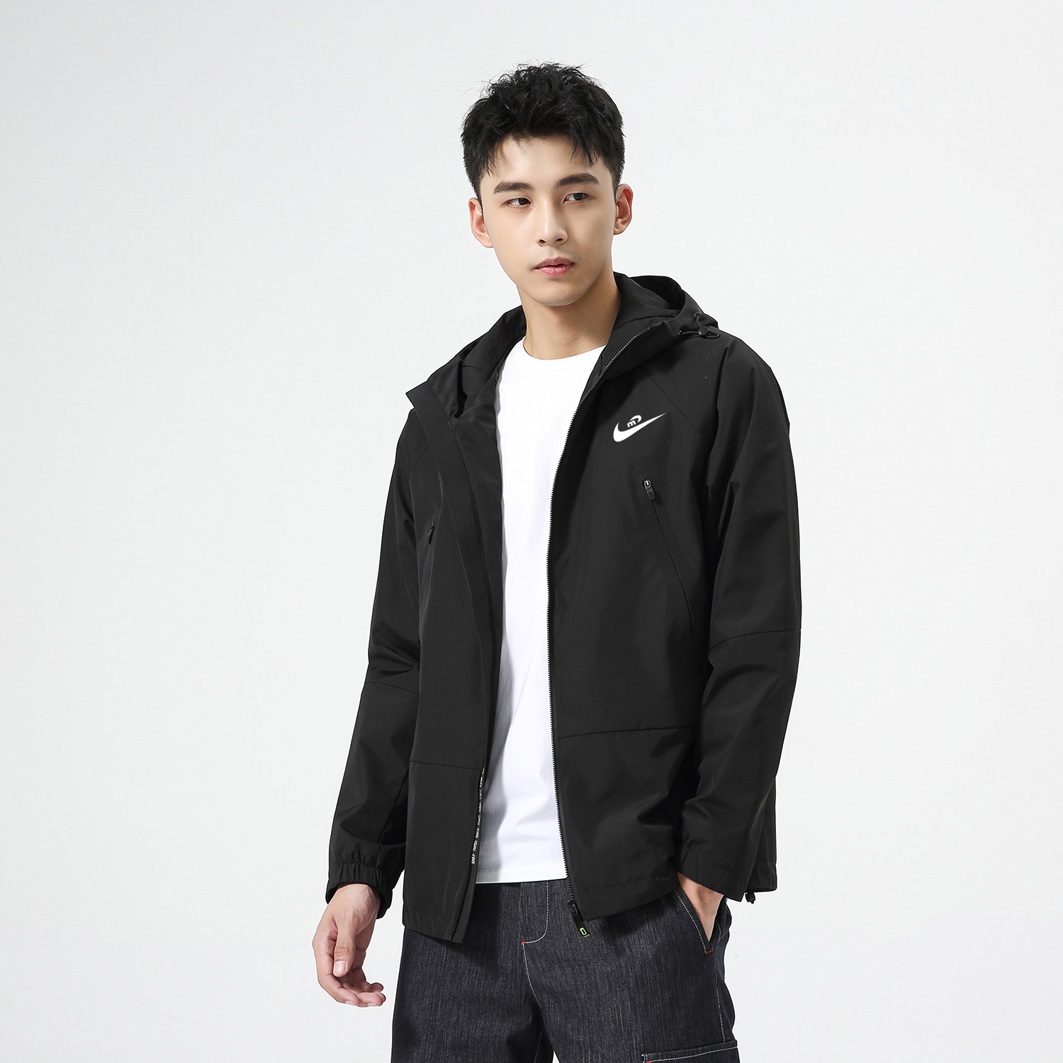 2021春季新款男士运动休闲夹克 男式连帽大码短外套批发定制logo