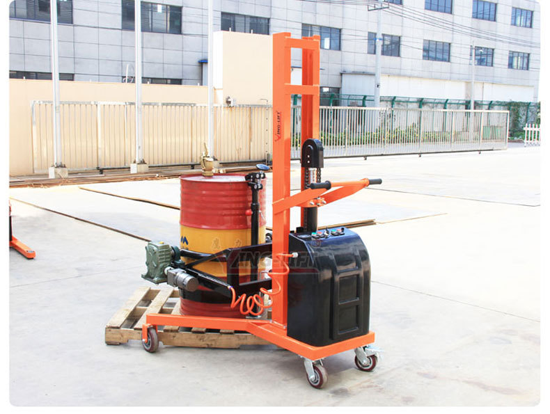 鹰力电动油桶翻转车 dtf300半电动直角支腿油桶搬运车油桶倒料车