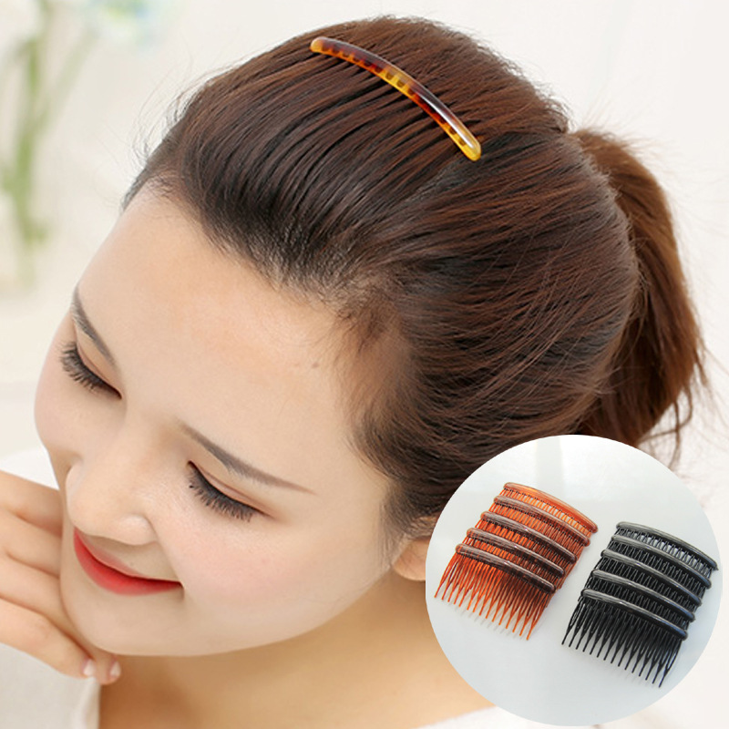 黑色发梳女纯色夏天发饰韩版百搭成人儿童刘海梳简约发卡盘发插梳