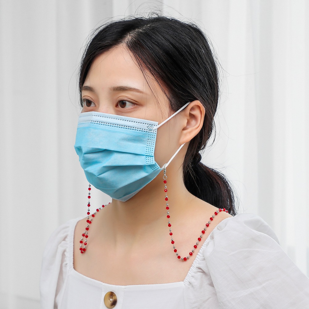 日韩口罩挂绳项链 个性手工水晶珠链成人儿童口罩防丢挂链眼镜链