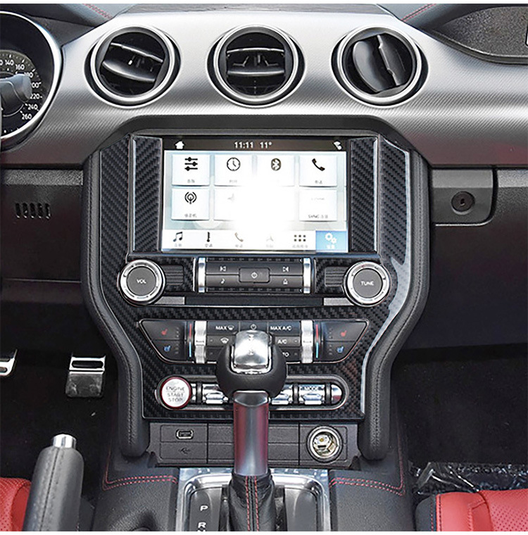 适用于福特野马mustang内饰改装真碳纤维中控装饰贴 汽配