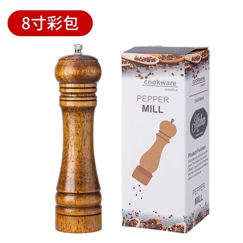 Manual 5-Inch 8-Inch 10-Inch Grinder Pepper Grinder Oak Pepper Freshly Ground Pepper Seasoning Jar Mill Bottle