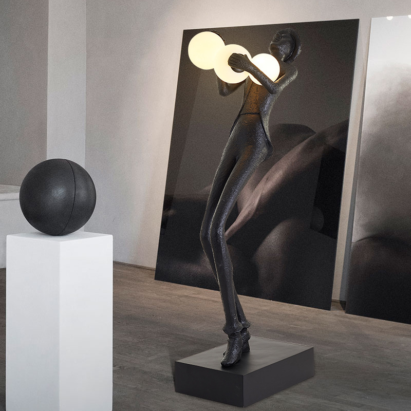 Nordic Art Sculpture Ball Floor Lamp Hotel Villa Mall Exhibition Hall Creative Human-Shaped Designer Decorative Lamp