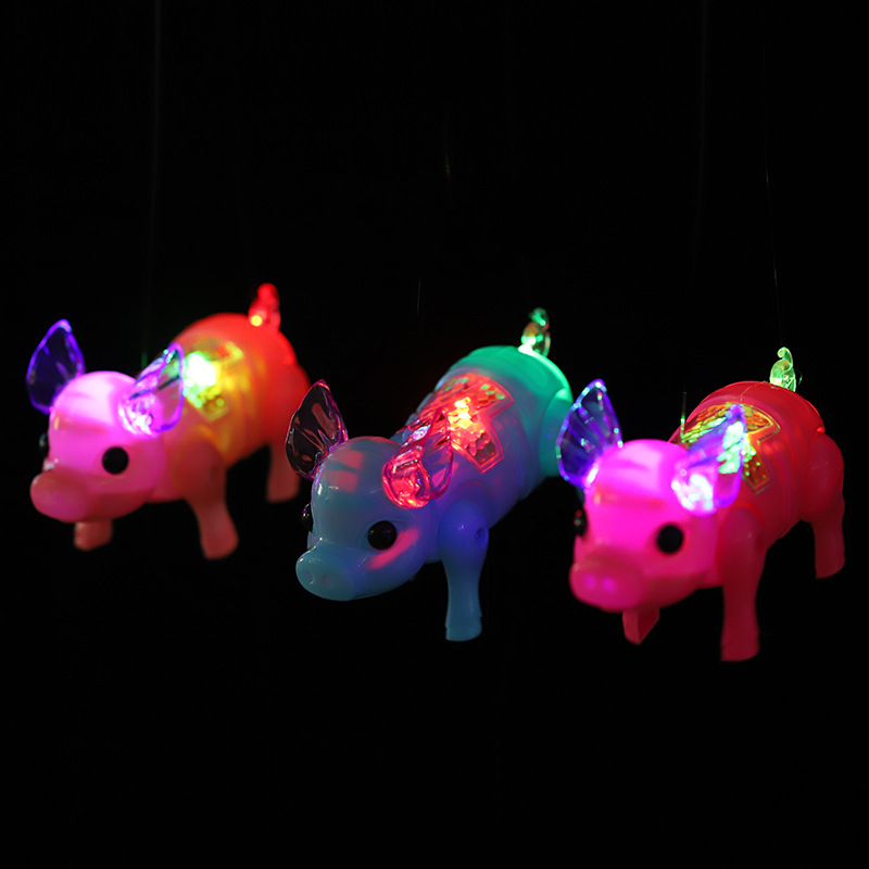 Factory Direct Sales Children's Fun Electric Internet Celebrity Light-Emitting Pig Toy Cartoon Cute Rope Pig Toy