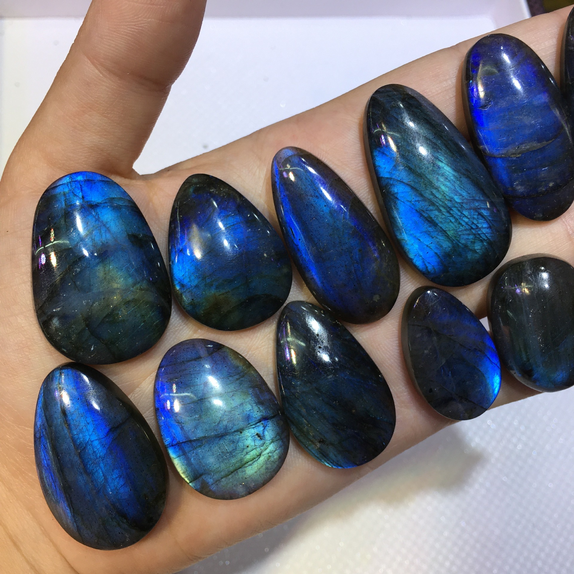 天然拉长石裸石吊坠手工镶嵌美货裸石拉长石各种形状吊坠批发