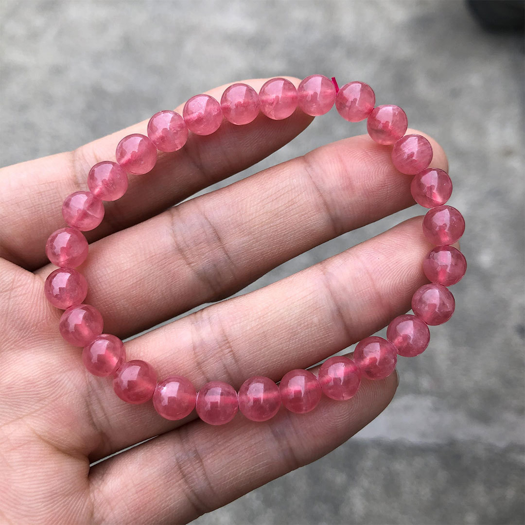 厂家直销天然阿根廷国石红纹石手串时尚女款红润冰透红纹石手链