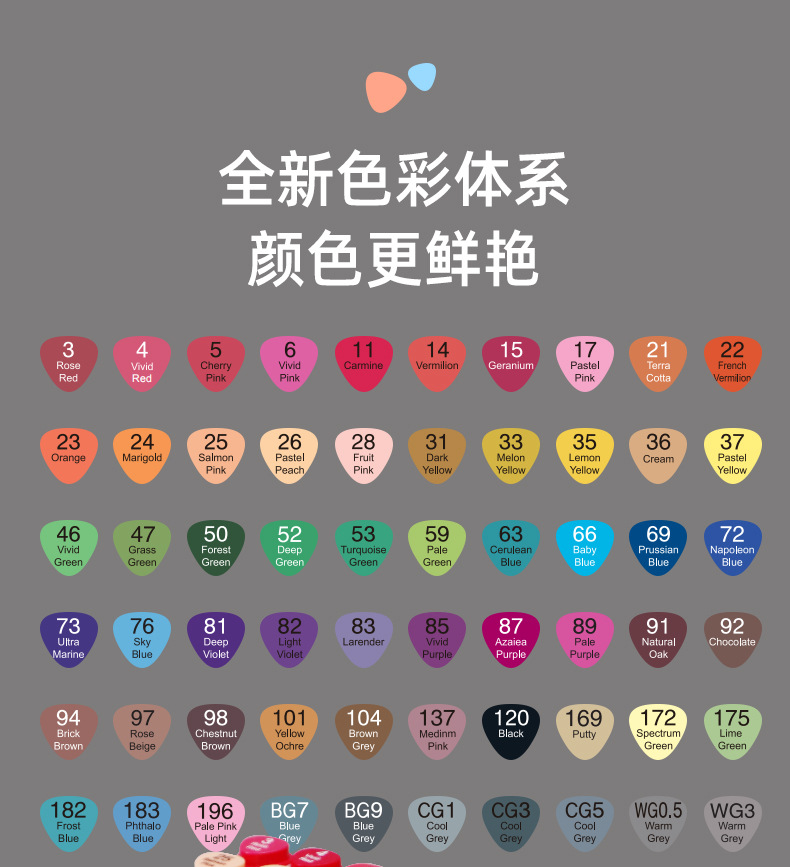 猫太子马克笔套装 儿童记号笔学生绘画48色 彩色手绘双头马克铅笔