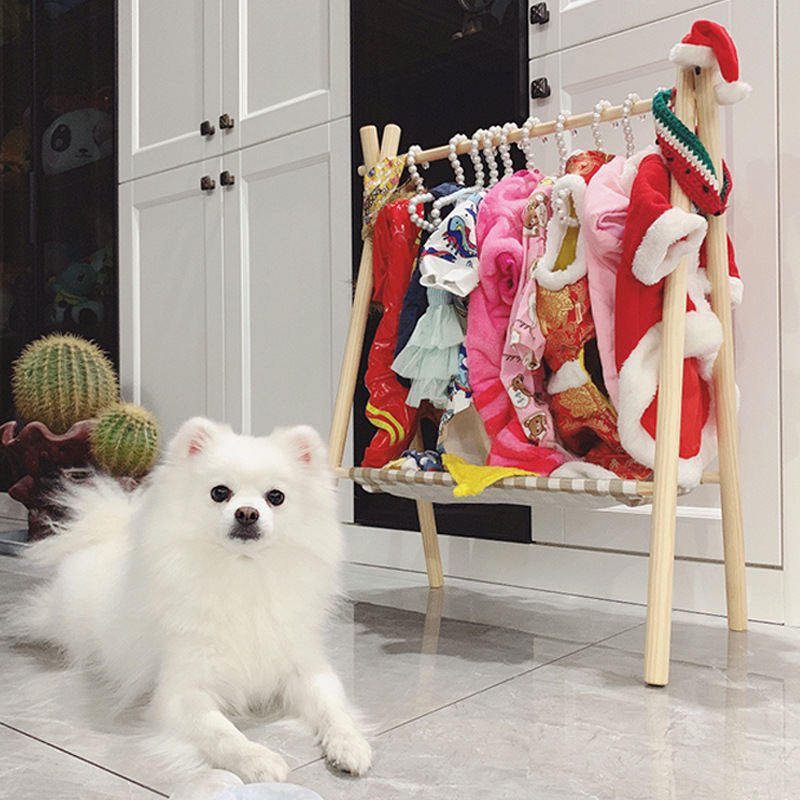 展示架落地式狗宠物挂衣架猫咪衣服狗狗柜实木衣柜衣帽架收纳衣柜