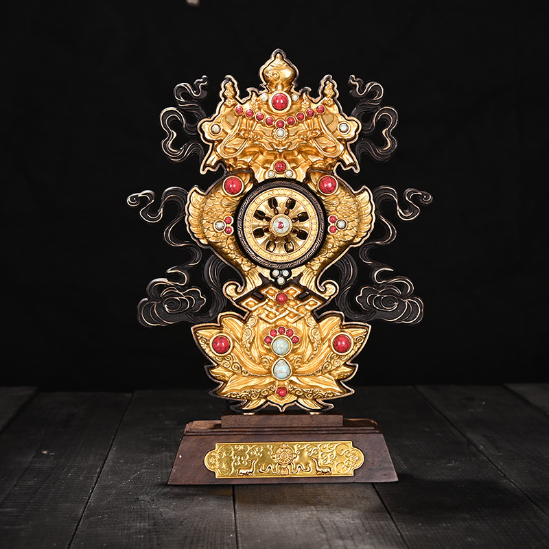 纯铜八吉祥摆件密宗藏传吉祥八宝供佛家用尼泊尔八瑞物组合摆设