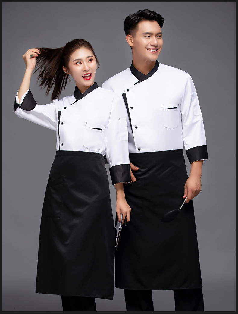 日韩式料理厨师工作服男长袖秋装工衣甜品师衣服餐饮后厨食堂服装