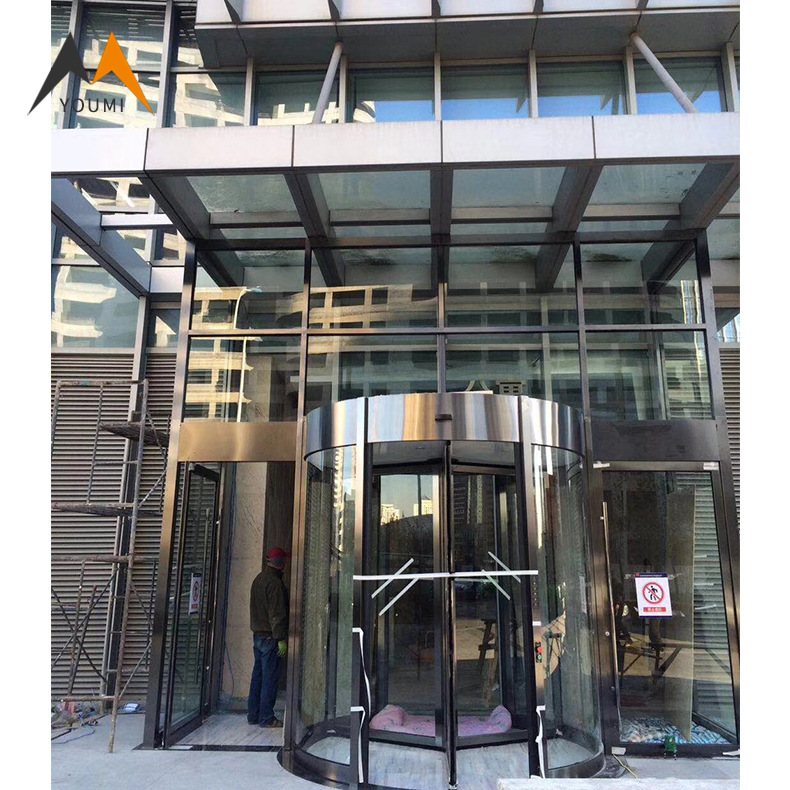 售楼处门头装修效果图 酒店售楼部装饰不锈钢大门旋转门来图制作