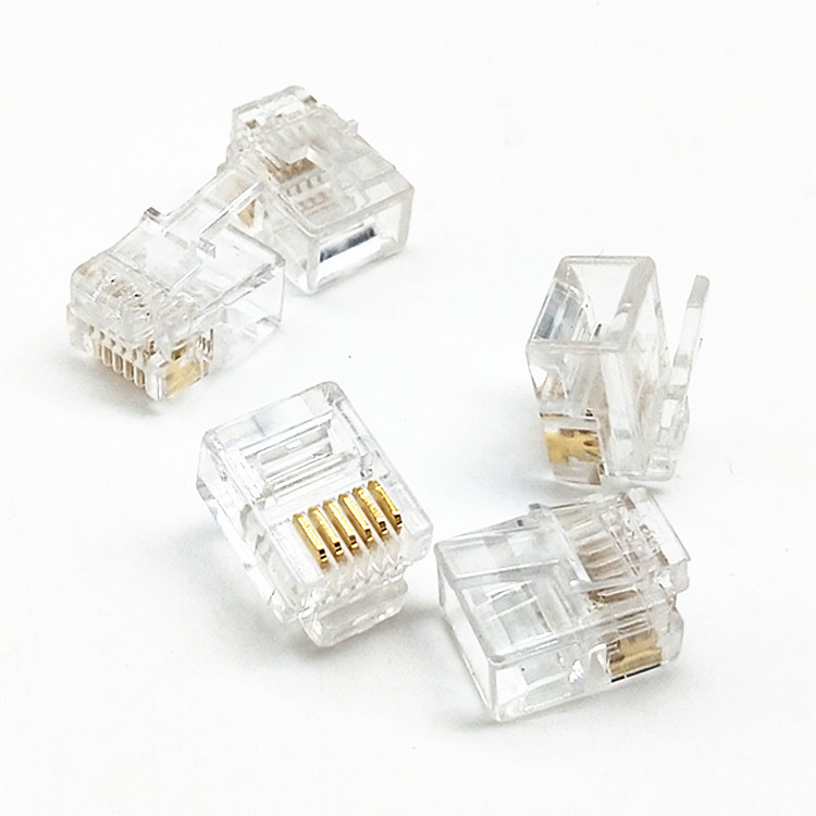 直销6芯电话水晶头 rj11六芯水晶头 6p6c电话线6芯电话头1000个