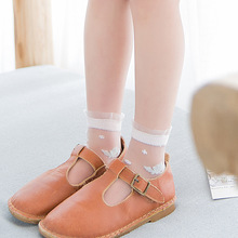 儿童水晶袜女童袜子夏季薄款冰丝短丝袜宝宝春秋蕾丝公主花边袜女