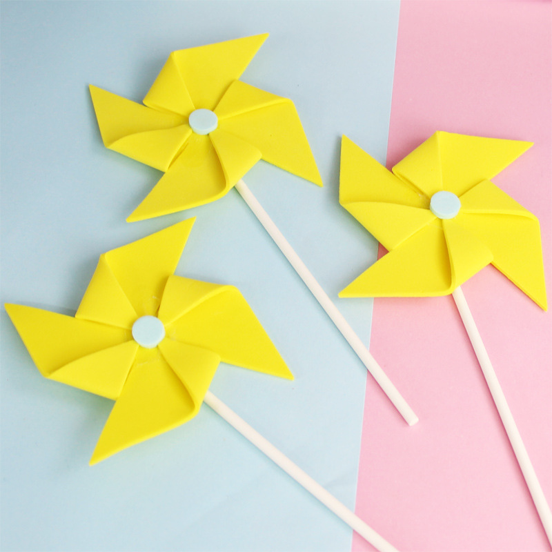 新款创意eva风车生日插牌 儿童喜爱蛋糕烘焙装饰成品插件插旗批发