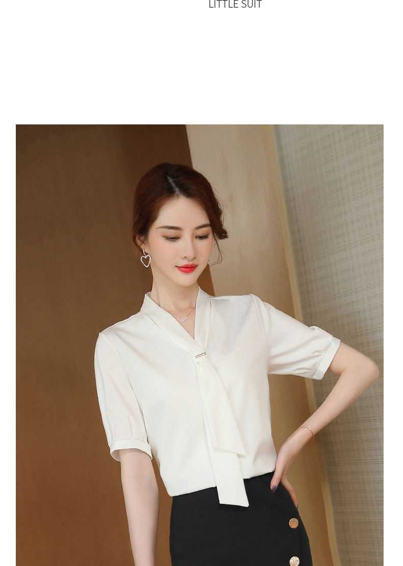 zj-lly-5m-005夏装中袖女士衬衫韩版气质v领职业装
