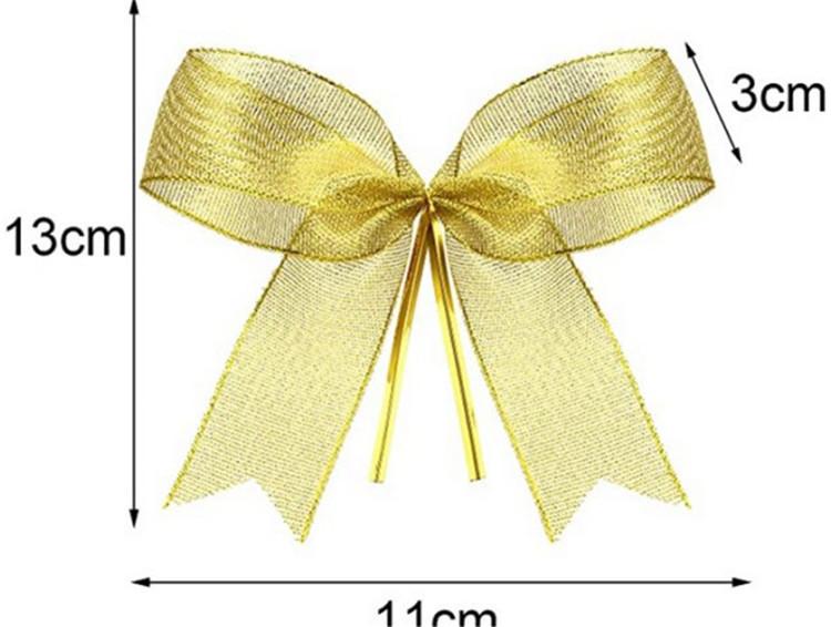 现货3厘米蝴蝶结配饰金葱银葱丝带圣诞树装饰金银葱丝带蝴蝶结