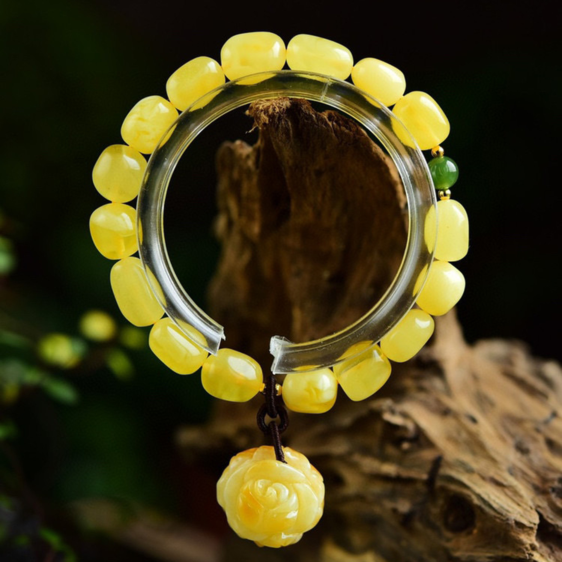 原创天然俄料原矿无优化随形蜜蜡手串搭配天然蜜蜡玫瑰花琥珀手链