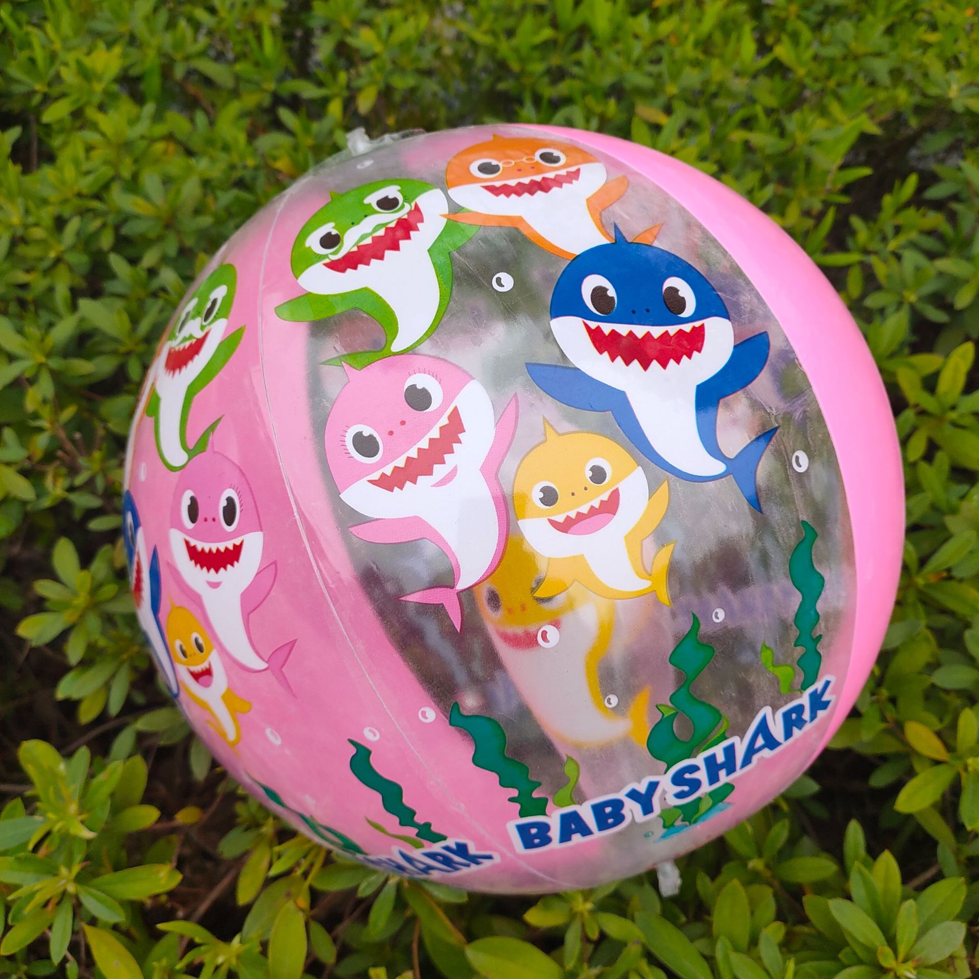 pvc充气球中球玩具 儿童玩耍透明海洋沙滩球 卡通皮球广告球