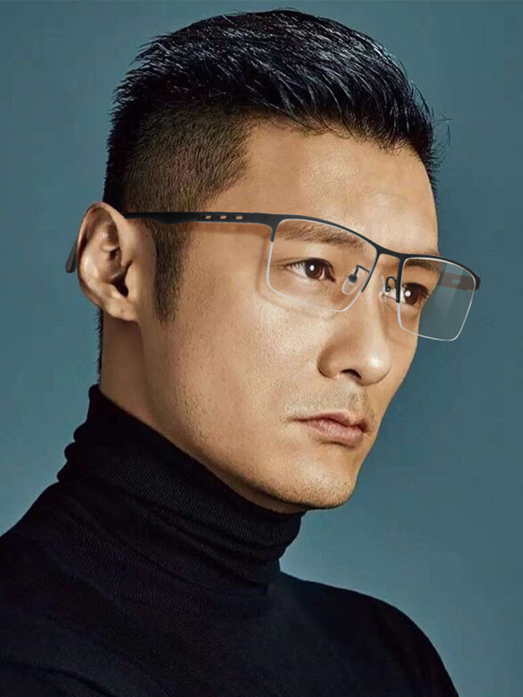 2020新款半框纯钛眼镜架商务眼镜框镜架眼镜框男超弹不夹脸