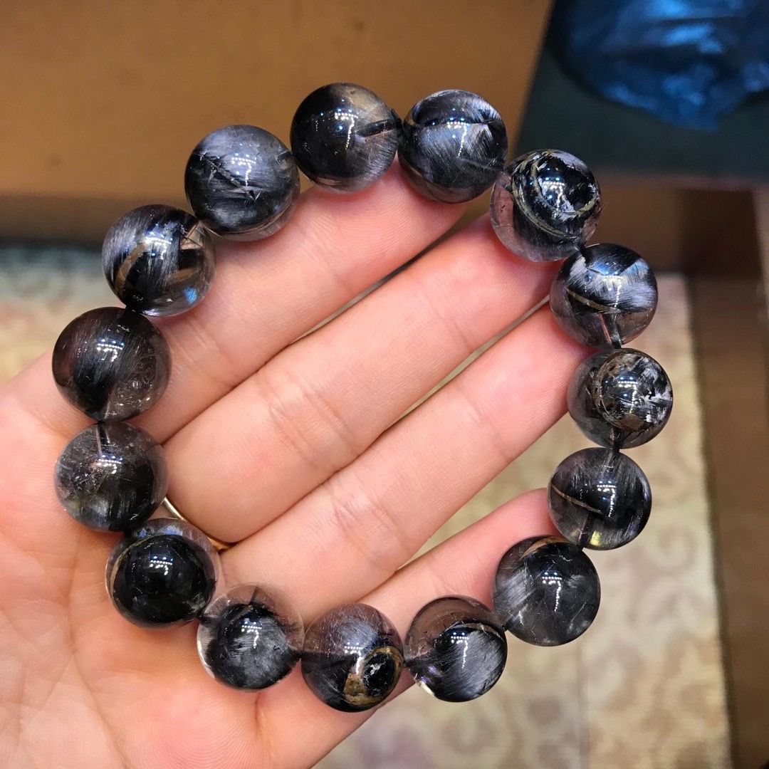 福盛源珠宝水晶黑银钛手链简单大方民族风男女款手串饰品批发厂家