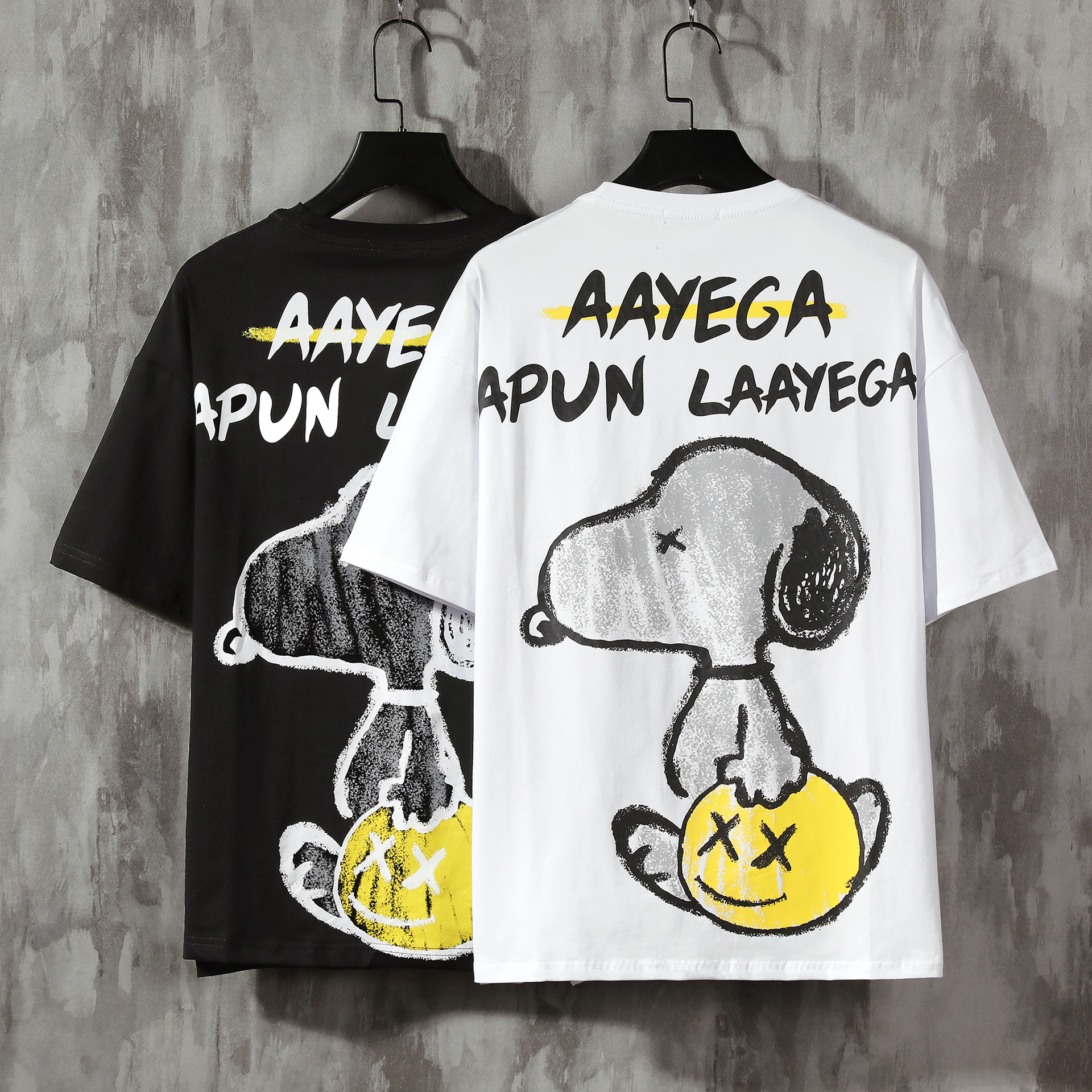 2020新款休闲时尚打底衫圆领青年上衣服史努比图案体恤港风青少年