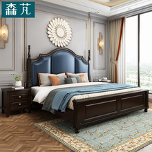美式实木床1.8米轻奢双人床主卧1.5M欧式公主床 白色简约储物婚床