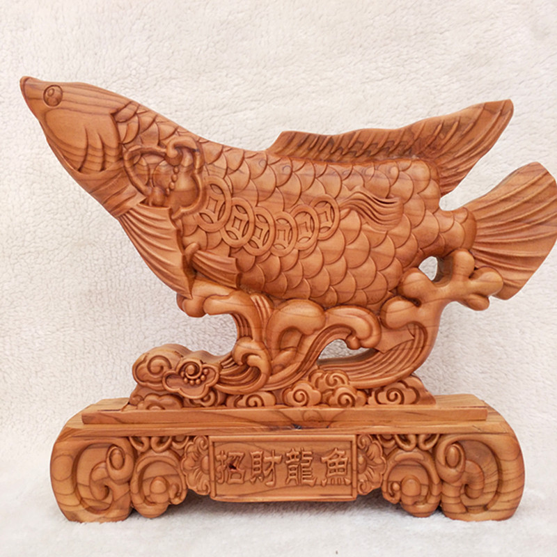 桃木雕刻鱼家居摆件客厅摆饰品木雕工艺礼品
