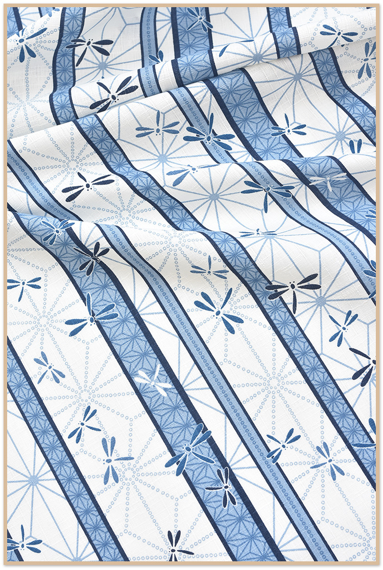 小面团布料进口纯棉竹节棉和风蜻蜓龟甲纹面料浴衣睡衣童装家居服