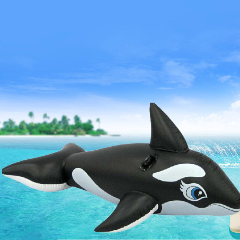 厂家现货2米充气浮排 水上鲸鱼浮排成人黑鲸坐骑水上游泳玩具定制