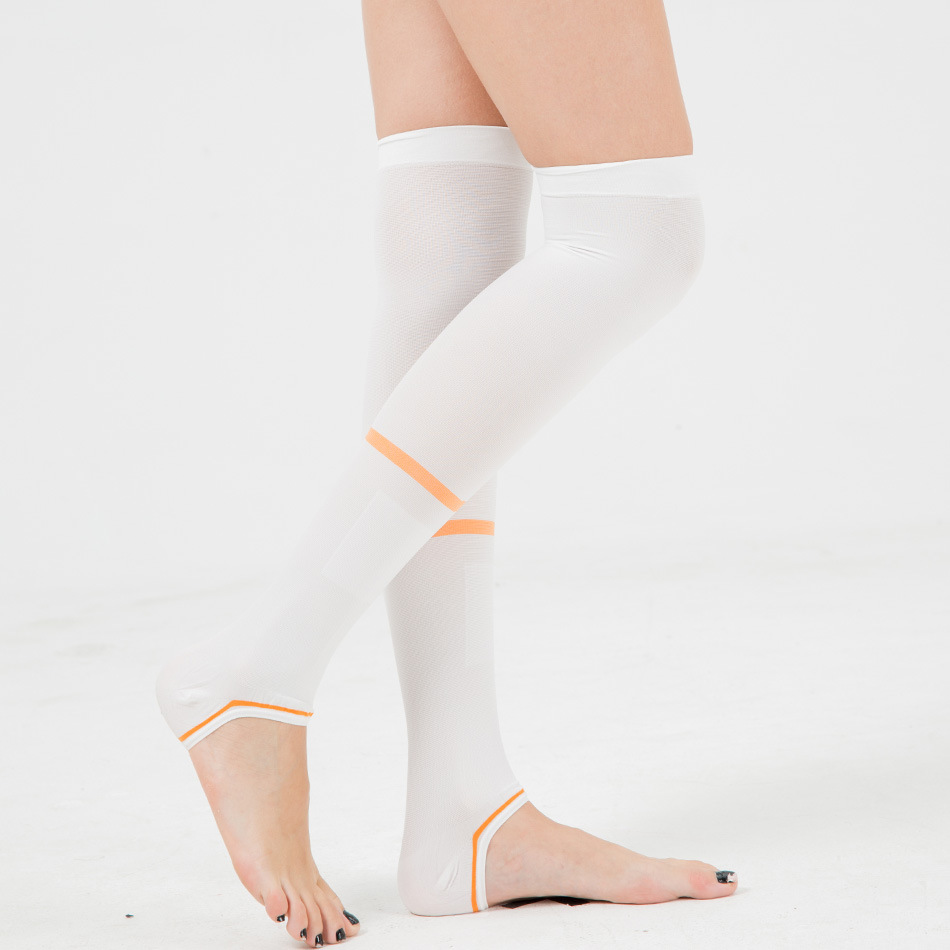 Knee-High White Pressure Thrombosis Socks Calf Vein Socks Medical Knee-High Socks Nurse Pregnant Women Open Toe Compression Socks