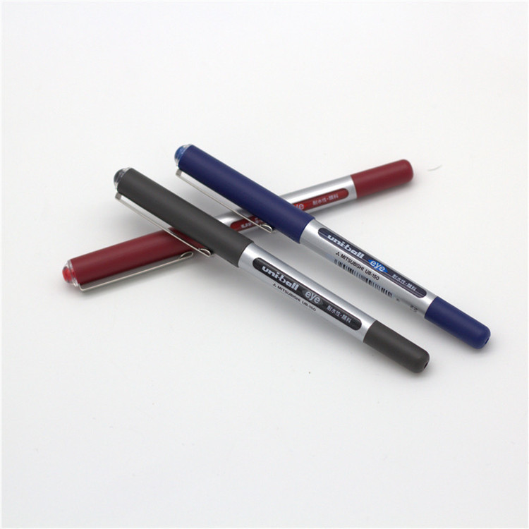 日本uni三菱ub-150中性笔直液式走珠笔办公签字水笔红蓝黑色0.5mm