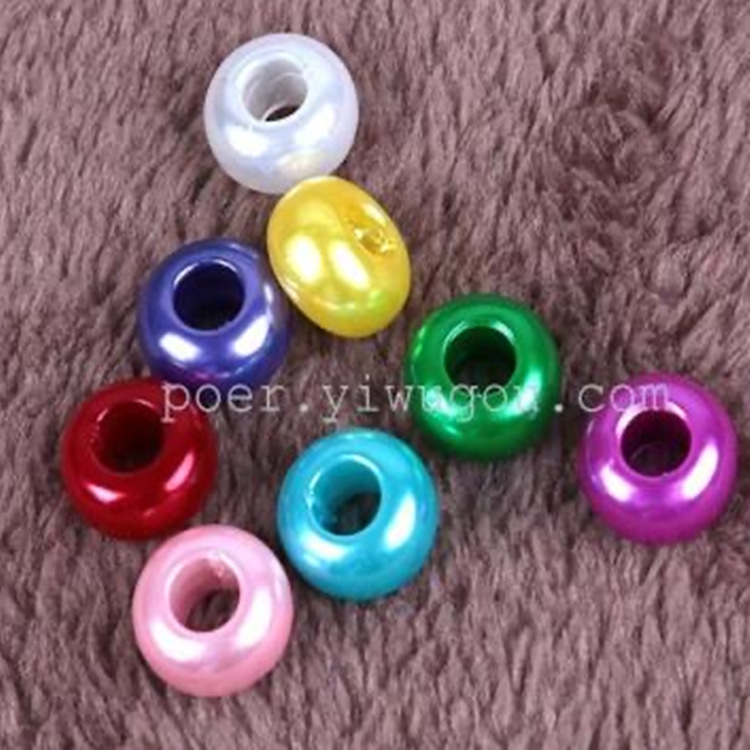 abs imitation pearl acrylic big hole flat beads candy color straight hole color scattered beads diy ornament accessories wholesale