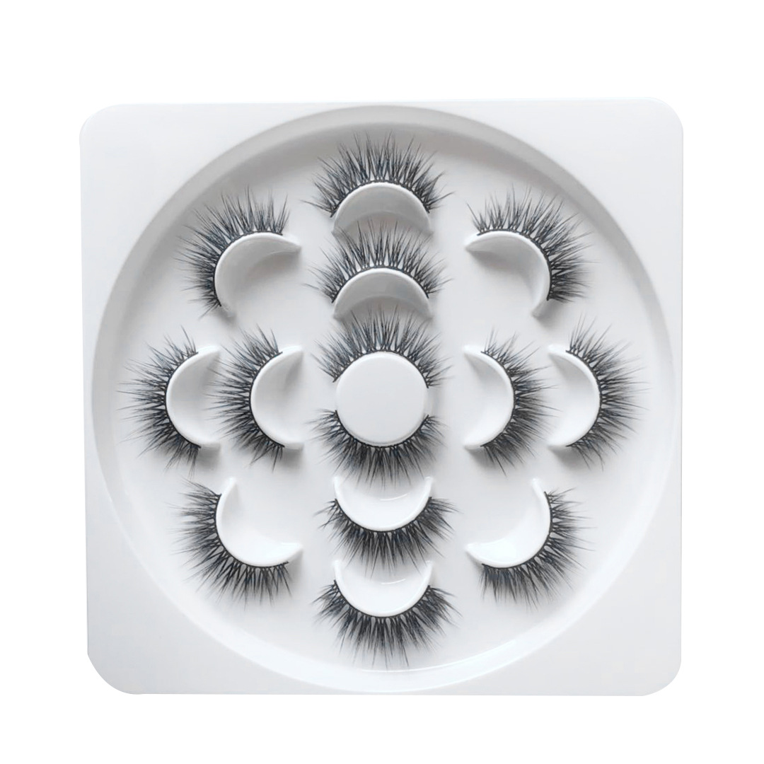 Lotus Porcelain Plate Seven Double Pairs of False Eyelashes Three-Dimensional Multi-Layer Eyelash Thick Realistic False Eyelashes Wholesale