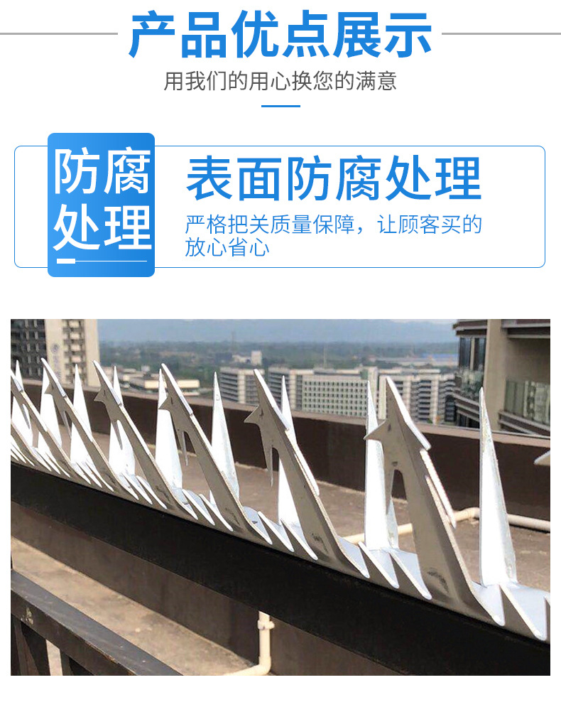 成都防爬刺防盗刺不锈钢燃气管道倒刺小区管道园热镀锌防爬刺钉