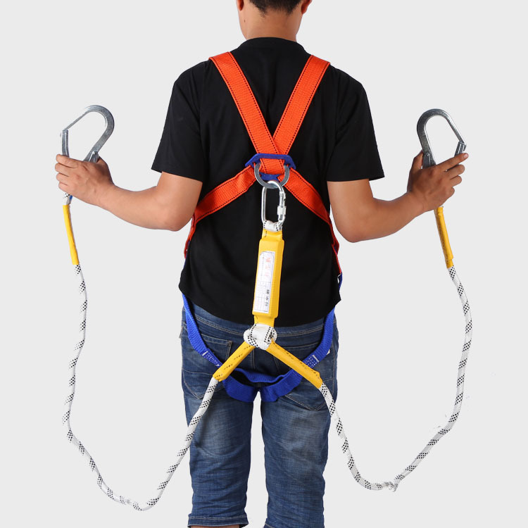 欧式双大钩缓冲安全带高工作业防坠落安全带五点式安全带缓冲器