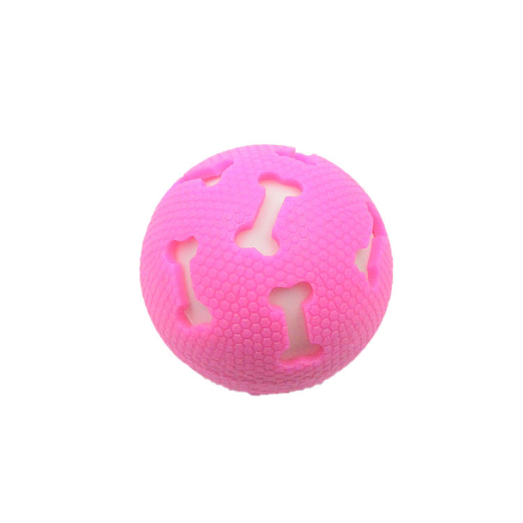 Cross-Border Dog Toy Elastic Ball Hollow Bone Luminous Ball 7.5cm Bite-Resistant TPR Pet Toy Factory Direct Supply