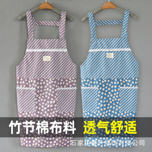 厨房围裙家用裙子棉布防水防油女时尚可爱日系韩版大人工作服定
