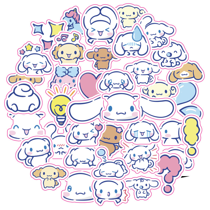 40张玉桂狗贴纸 卡通大耳狗防水手账素材 可爱手机壳滴胶手帐贴纸