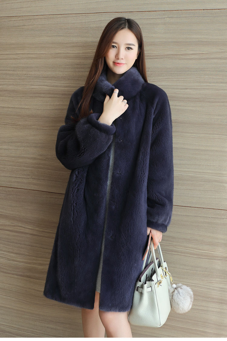 2019新款天鹅绒貂皮大衣秋冬季加厚宽松中长款仿水貂皮草外套女