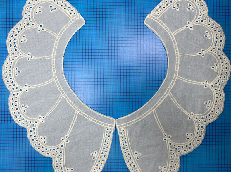 全棉 水溶刺绣花边衣领对花蕾丝镂空打孔领花女装衬衣diy花边对领