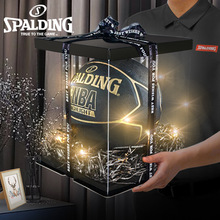 Spalding斯伯丁篮球生日礼物74-634黑色室内外7号标准带霓虹灯