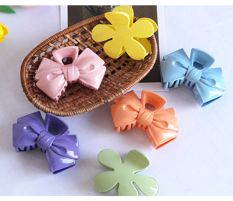 夏季新款糖果色塑料抓夹甜美花朵蝴蝶结发卡洗澡发抓盘发夹子发饰