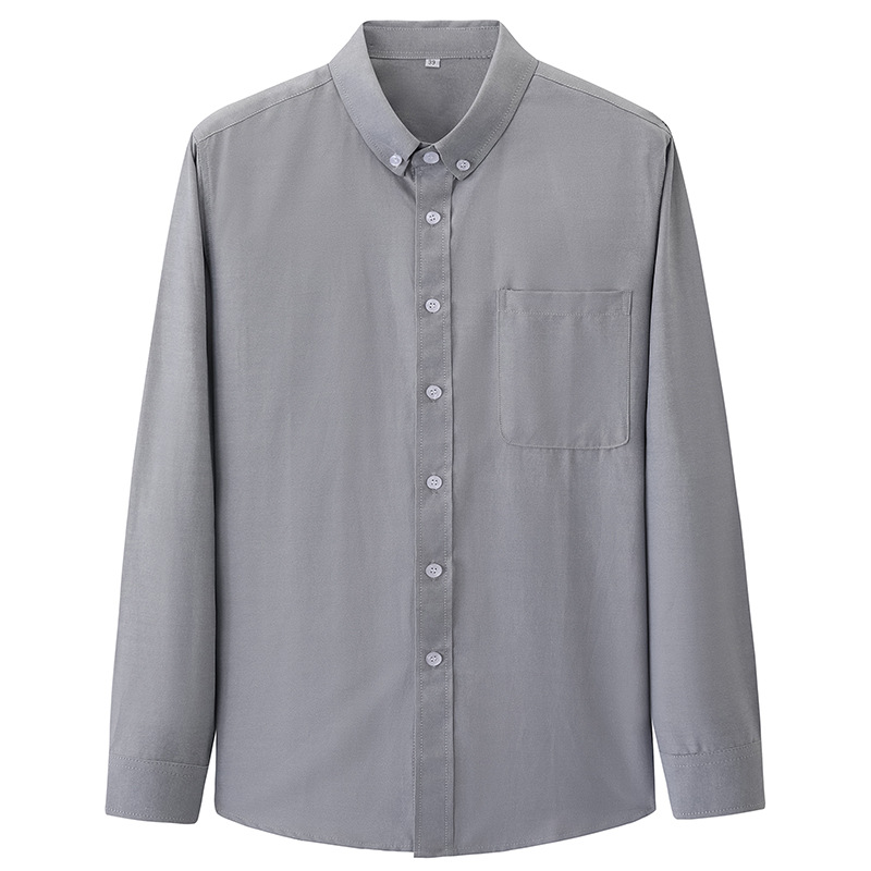 男士衬衫牛津纺长袖春秋韩版潮流休闲衬衣条纹宽松灰色外套男装