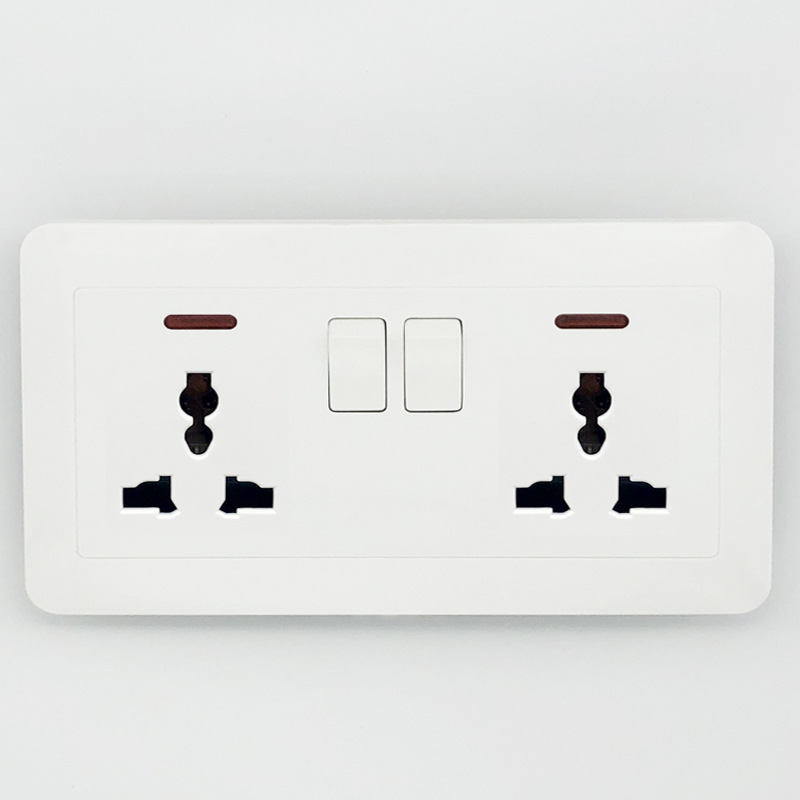 厂家直销多功能三孔插座带开关指示灯 万能孔插座带开关带指示灯