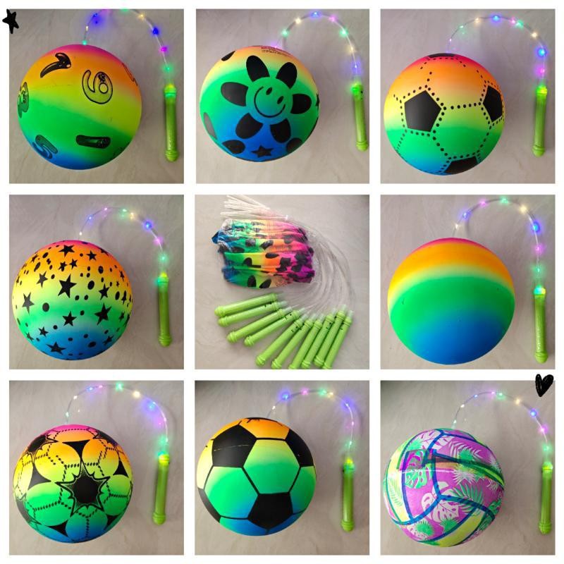 亲款闪光甩甩球彩虹球儿童玩具发光手提闪光波波球地摊热卖批发